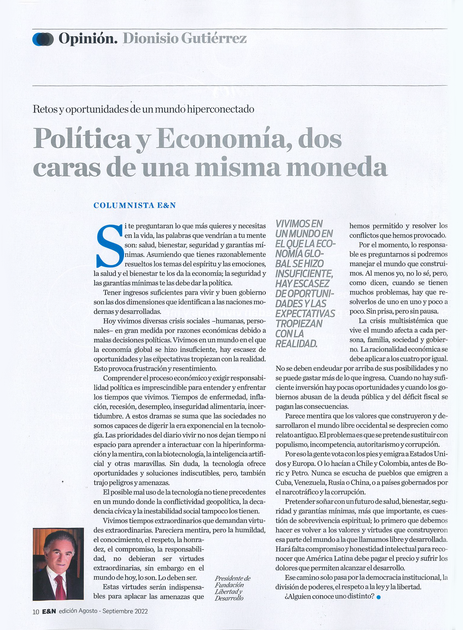 Política y Economía, dos caras de una misma moneda